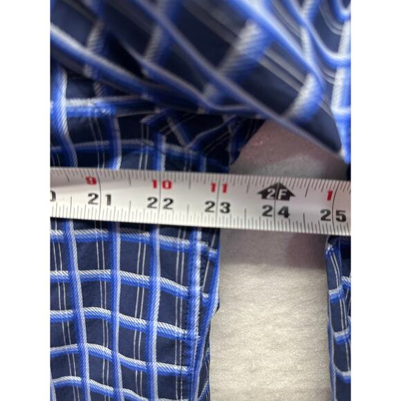 Tasso Elba Shirt Mens L Purple Flip Cuff Button Up Plaid Cotton Dress Preppy - Picture 5 of 8